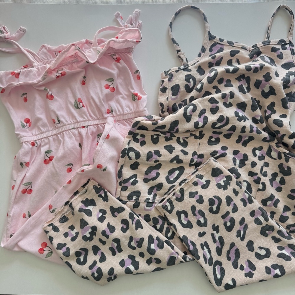 4T/5Y Gap - Cat & Jack Romper Bundle - Cherry - Leopard